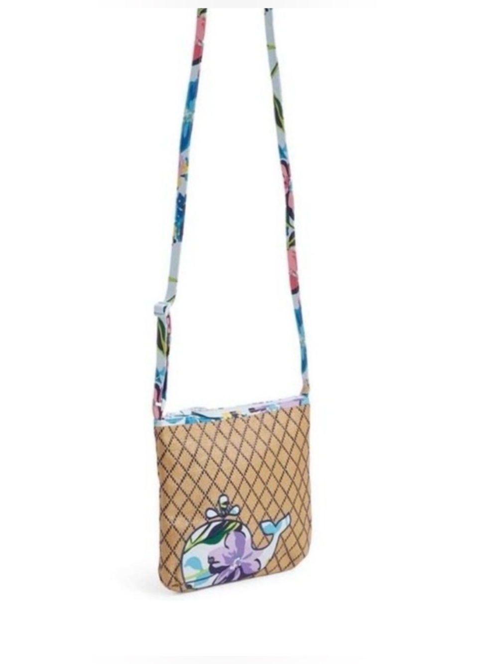 Vera Bradley Marian Floral Beach Crossbody Straw Whale Bag Like New - Picture 5 of 11